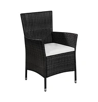 vidaXL Patio Chair and Stool with Cushions Poly Rattan