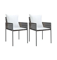 vidaXL Patio Chairs with Cushions 2 pcs Brown 21.3"x24"x32.7" Poly Rattan