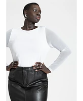 Eloquii Women's Plus Sheer Sleeve Tee