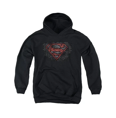 Superman Boys Youth Brick S Pull Over Hoodie / Hooded Sweatshirt