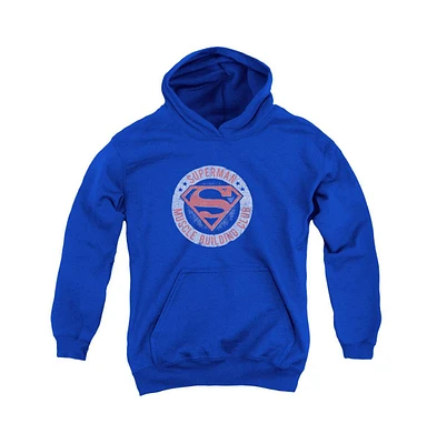 Superman Boys Youth Muscle Club Pull Over Hoodie / Hooded Sweatshirt
