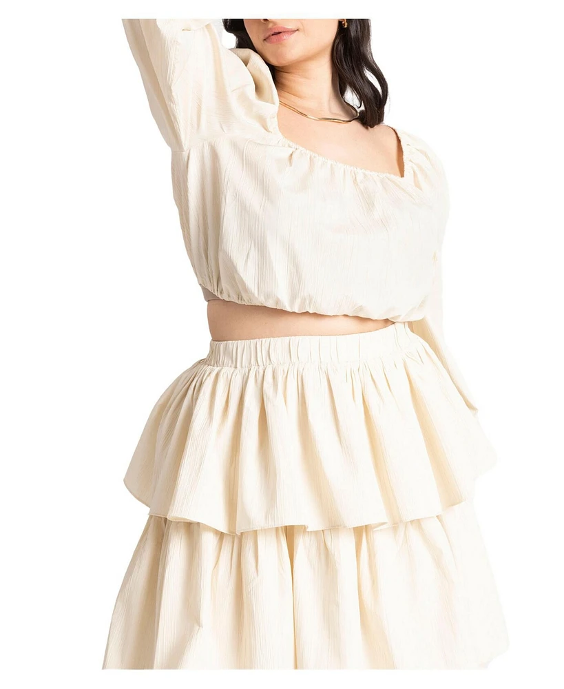 Eloquii Plus Shirred Body Puff Sleeve Top