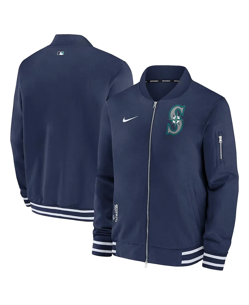 Nike Men's Navy Seattle Mariners Authentic Collection Full-Zip Bomber Jacket