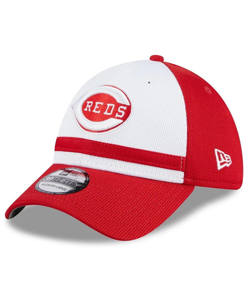 New Era Men's White Cincinnati Reds 2024 Batting Practice 39THIRTY Flex Hat