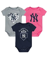 Fanatics Infant Navy/Gray/Pink New York Yankees Three-Pack Home Run Bodysuit Set