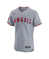 Nike Men's Gray Los Angeles Angels Road Vapor Premier Elite Patch Jersey