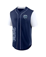 Fanatics Men's Navy Sporting Kansas City Balance Fashion Baseball Jersey