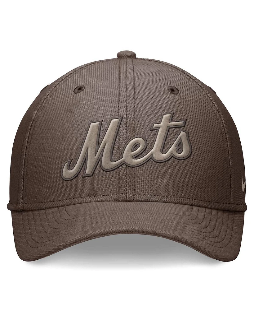 Nike Men's Brown New York Mets Statement Ironstone Performance SwooshFlex Hat