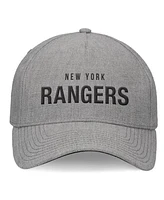 Fanatics Signature Men's Heather Gray New York Rangers Elements A-Frame Leather Strapback Hat