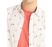 Nautica Men's Classic-Fit Stretch Watercolor Beach Chair-Print Button-Down Shirt