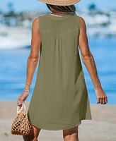 Cupshe Women's Chartreuse Sleeveless V-Neck Mini Beach Dress