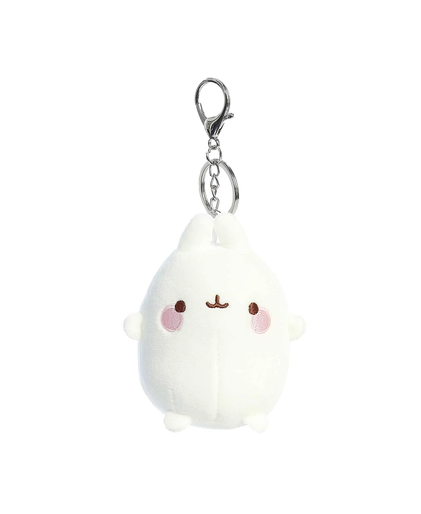 Aurora Mini Keychain Molang Playful Plush Toy White 4"