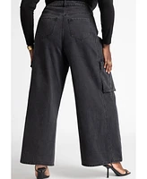 Eloquii Women's Wide Leg Cargo Jean