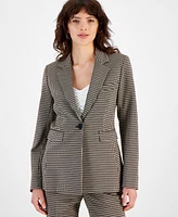 Bar Iii Women's Houndstooth One-Button Long-Sleeve Blazer, Created for Macy's