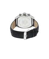 Roman Genuine Leather Silver Tone & Black Men's Watch 1292AROL