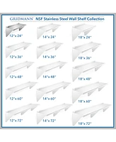 Gridmann 12" x 24" Nsf Stainless Steel Kitchen Wall Mount Shelf w/ Backsplash