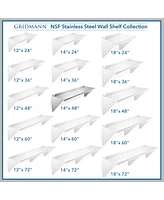 Gridmann 14" x 48" Nsf Stainless Steel Kitchen Wall Mount Shelf w/ Backsplash