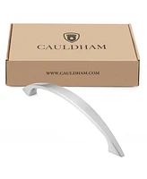 Cauldham 10 Pack Solid Kitchen Cabinet Arch Pulls Handles (5" Hole Centers) - Curved Drawer/Door Hardware - Style M243 - Satin Nickel