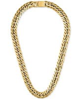 Esquire Men's Jewelry Wide Curb Link 24" Chain Necklace Gold Ion-Plated Stainless Steel & Steel, Created for Macy's