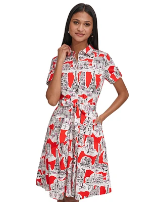 Karl Lagerfeld Paris Women's Printed Shirtdress