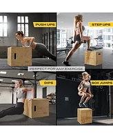 Philosophy Gym 3 in 1 Wood Plyometric Box - 20" x 18" x 16" Jumping Plyo Box for Training and Conditioning