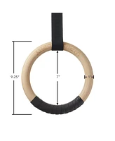 Philosophy Gym Wood Gymnastic Rings 1" - Exercise Ring Set Grip with Adjustable Straps, Grip Tape for Pull Ups, Dips, Muscle Ups