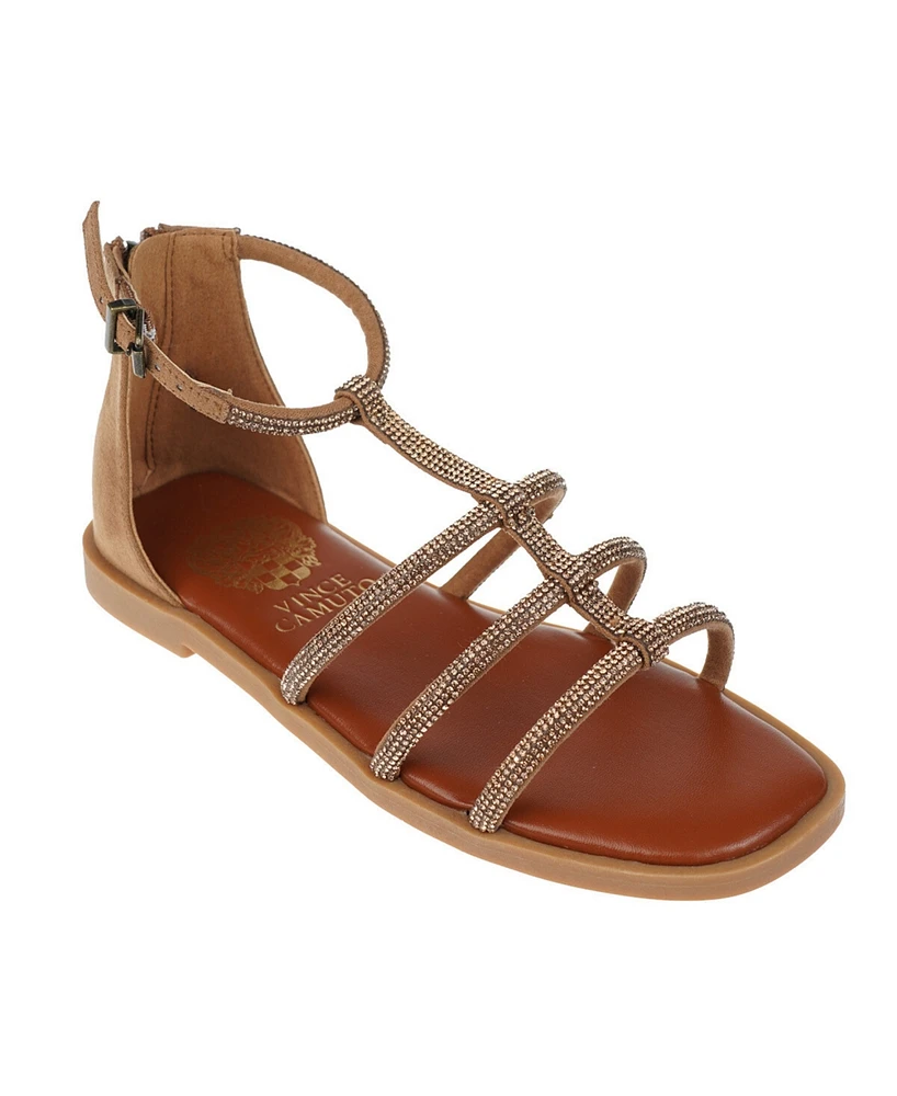 Vince Camuto Big Girl's Fashion Sandal with Micro Stone Strappy Upper Glass stones/Polyester Sandals