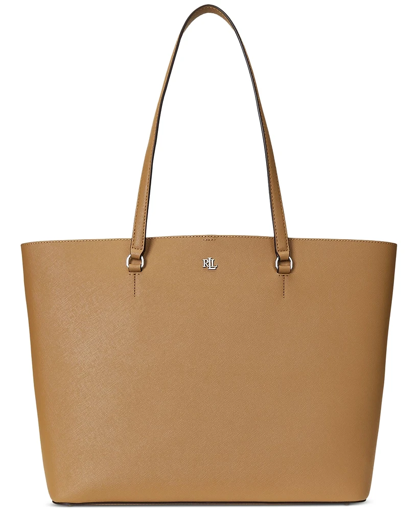 Lauren Ralph Karly Crosshatch Leather Large Tote