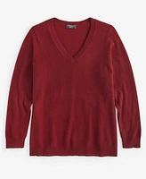 Charter Club Plus Size 100% Cashmere V-Neck Sweater, Created for Macy's