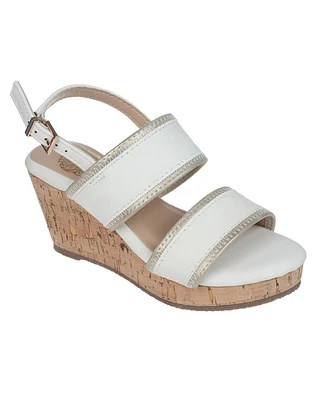Vince Camuto Big Girl's Casual Wedge with Shimmer Detail Binding Polyurethane Sandals