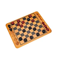 We Games 14.5 in. Red and Black Solid Wood Checkers Set, Grooves in Board