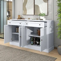 Kitchen Sideboard Storage Buffet Cabinet With 2 Drawers & 4 Doors Adjustable Shelves
