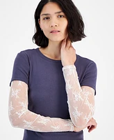 Hippie Rose Juniors' Layered Lace-Sleeve T-Shirt