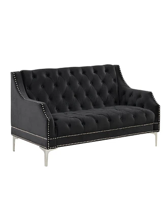 Simplie Fun 55.5" Modern Sofa Dutch Plush Upholstered Sofa With Metal Legs, Button Tufted Back