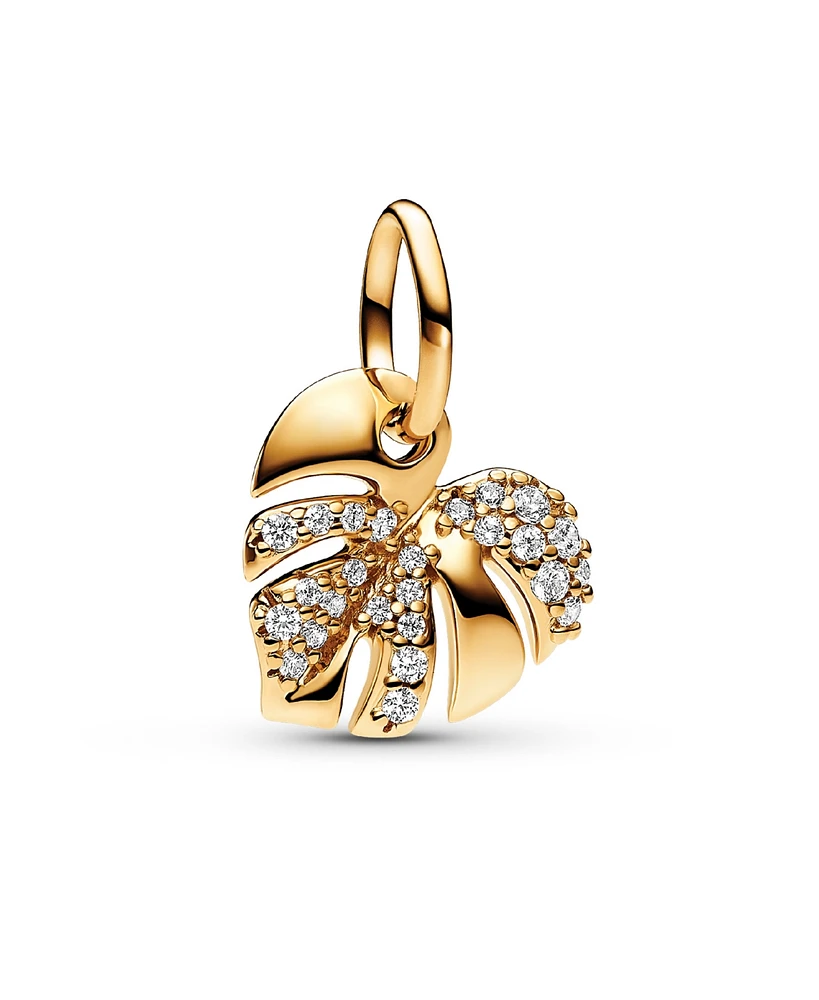 Pandora 14K Gold-Plated Sparkling Monstera Leaf Dangle Charm