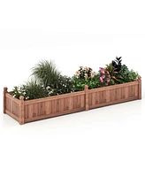 Costway Wooden Raised Garden Bed Outdoor Rectangular Planter Box with Drainage Holes