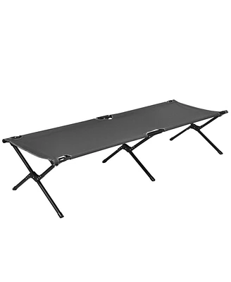 Gymax Folding Camping Cot & Bed Heavy-Duty for Adults Kids w/ Carrying Bag 300LBS Grey