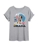 Hybrid Apparel Trendy Juniors Lilo Stitch Ohana Graphic Oversized Tee