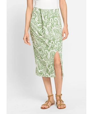 Olsen Women's Boho Paisley Pull-On Midi Skirt