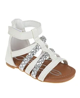 Bebe Toddler Girl's Gladiator Sandal with Metallic Braids Polyurethane Sandals