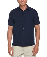 Cubavera Men's Textured One-Tuck Panel Short Sleeve Button-Down Shirt