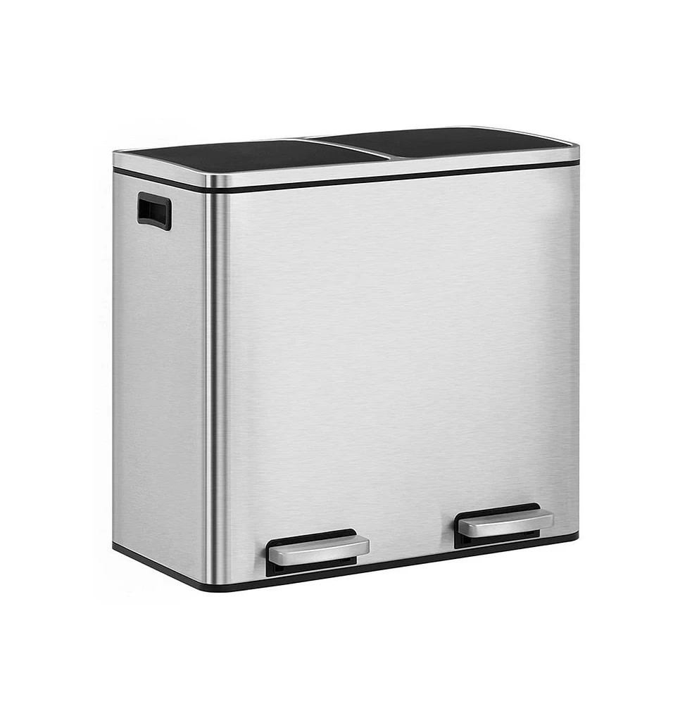 Slickblue Silver Dual Trash Can With Lid & Handles