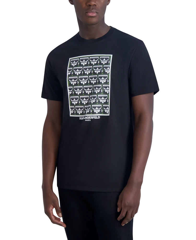 Karl Lagerfeld Paris Men's Multiplied Kocktail Square Logo Graphic T-Shirt