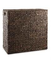 Casafield 2-Section Laundry Hamper with Lid and Removable Liner Bags - Natural, Woven Water Hyacinth Basket for Clothes
