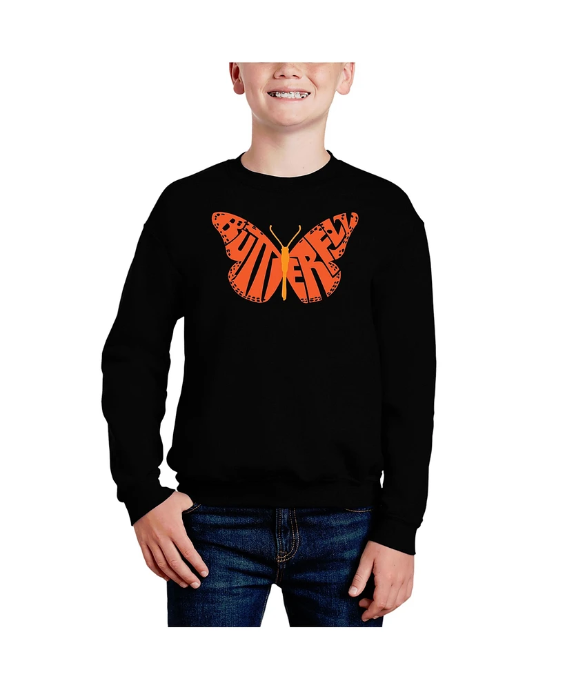 La Pop Art Boys Butterfly Word Crewneck Sweatshirt