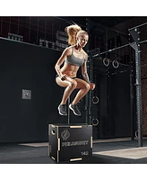 Philosophy Gym 3 in 1 Non-Slip Wood Plyo Box, 16" x 14" x 12", Black, Jump Plyometric Box for Training and Conditioning