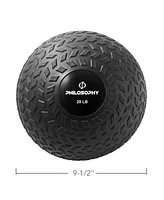 Philosophy Gym Slam Ball, 20 Lb - Weighted Fitness Medicine Ball with Easy Grip Tread