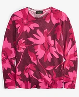 Charter Club Women's 100% Cashmere Floral-Print Long-Sleeve Sweater, Regular & Petite, Created for Macy's