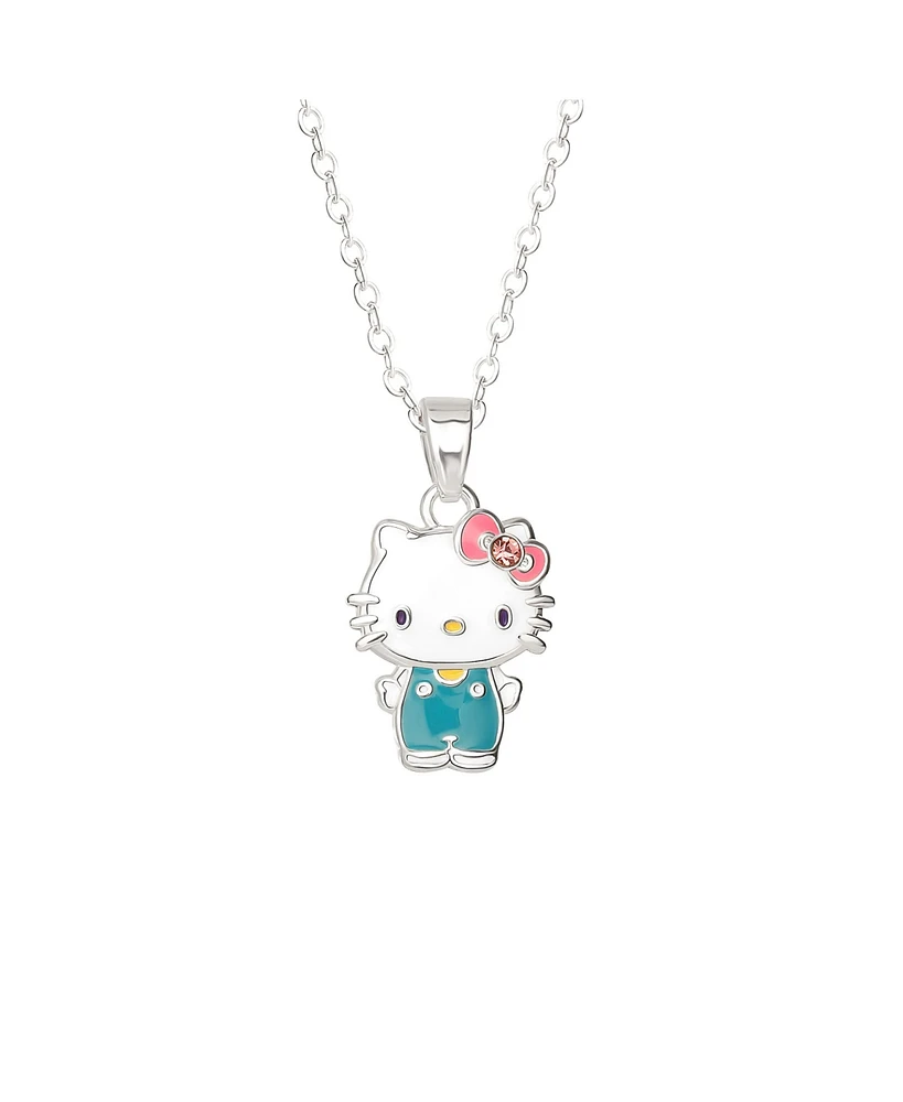 Hello Kitty Sanrio Flash Yellow Gold Plated Enamel and Pink Crystal Pendant - 18" Chain