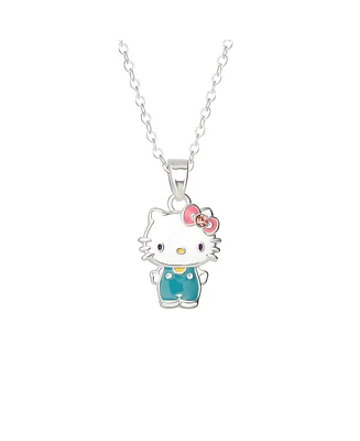 Hello Kitty Sanrio Flash Yellow Gold Plated Enamel and Pink Crystal Pendant - 18" Chain